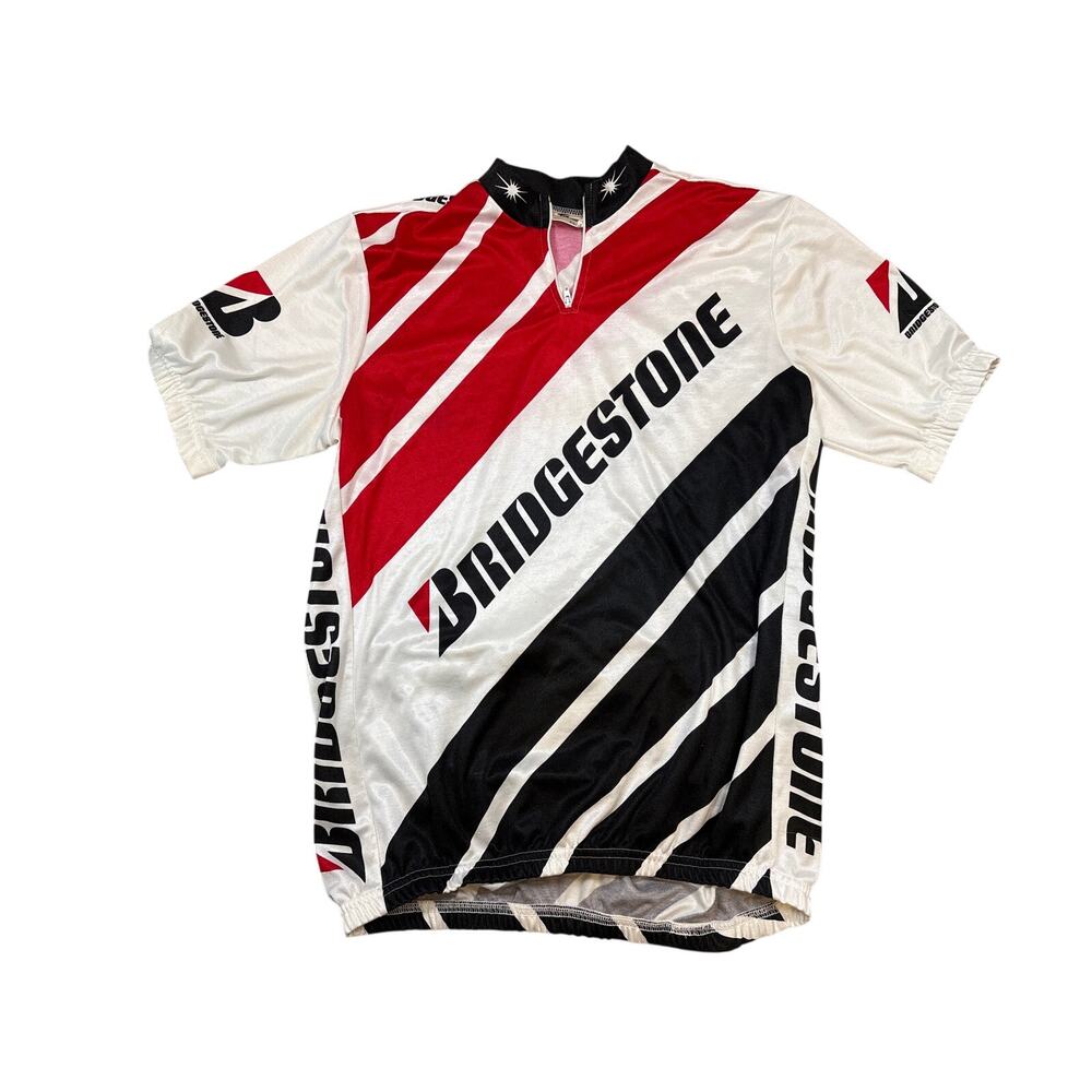 Vintage 90s Top Performance Large Cycling Bridgestone Jersey made in USA POLY